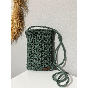 Yeşil Kağıt İp Küçük Boy Örgü Çanta